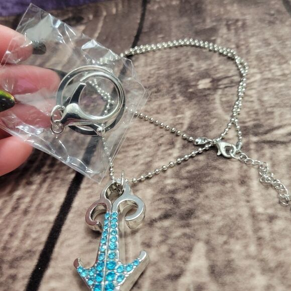 Austrian Crystal Blue Anchor Keychain or Necklace - Picture 3 of 8